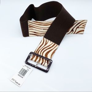 Leather Hair on Hide Accent Belt Tiger Striped